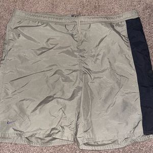 Nike swim trunks with purple Nike check